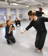 Pair work during a mime workshop.